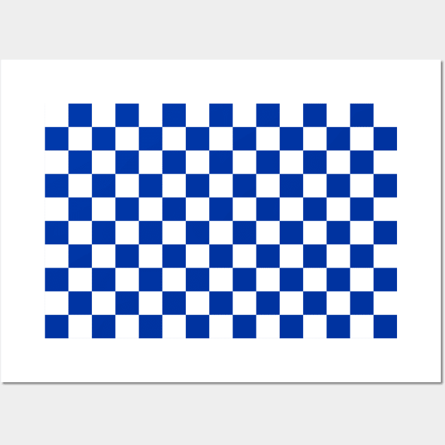 UK Blue and White Checker Pattern-Great Gift for Men Wall Art by PurposelyDesigned